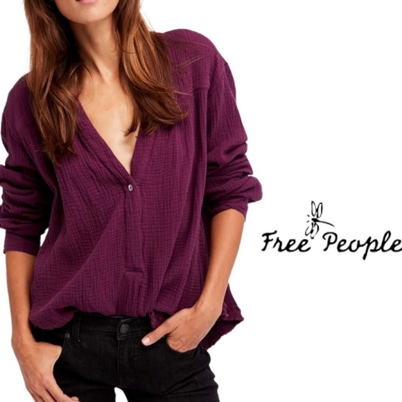 Free People Changing Horizons Pullover In Plum Purple - Picture 1 of 8